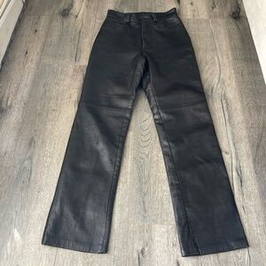 Michael Hoban Dark Leather Straight Leg Pants